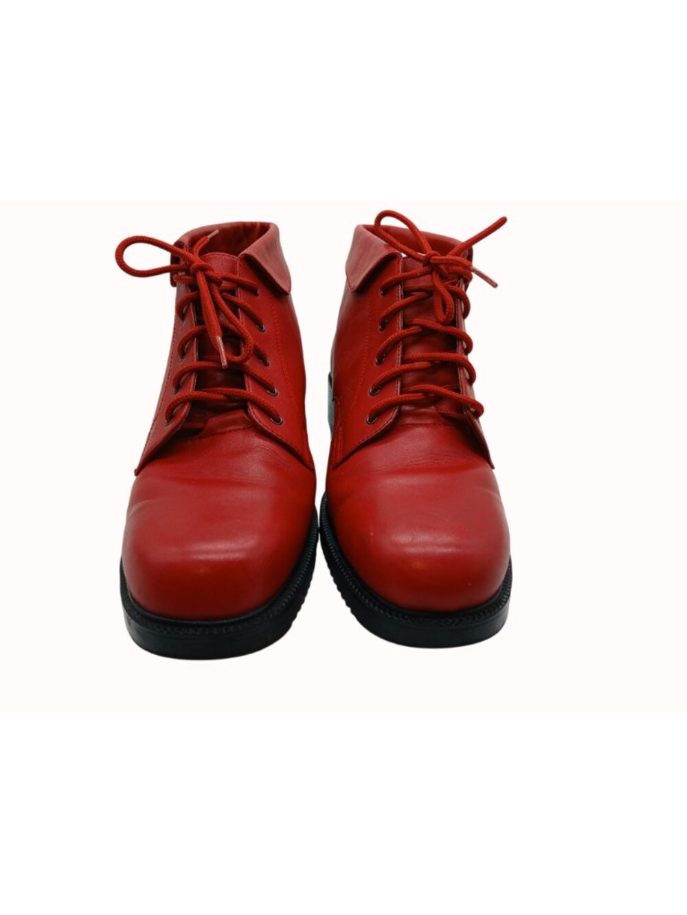 Vintage Danexx Prince Womens Red Leather Ankle Boots Size 11 Black Sole Lace Up - Picture 3 of 11